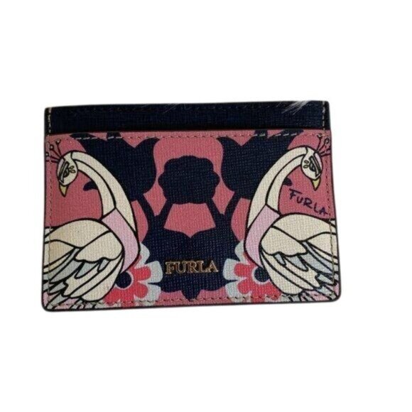 Furla Leather Swan Print Card Holder With Box - Picture 3 of 4